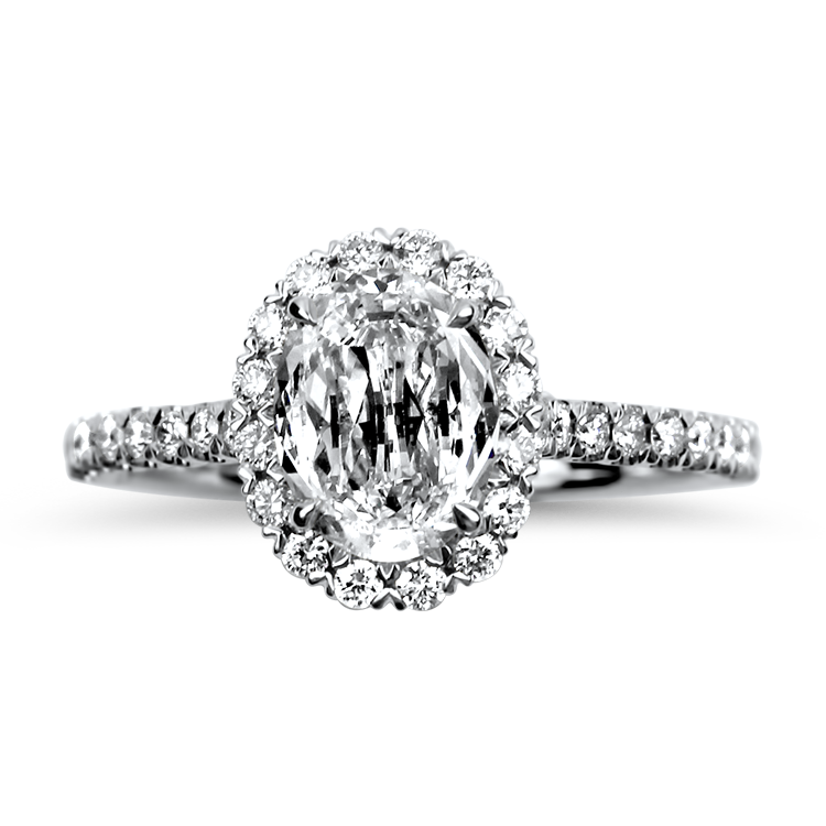 Christopher Designs Bridal Engagement Ring Copy of Christopher Designs Platinum L'Amour Crisscut Oval 1ct Diamond Engagement Ring With Halo with Side Stones 6.5