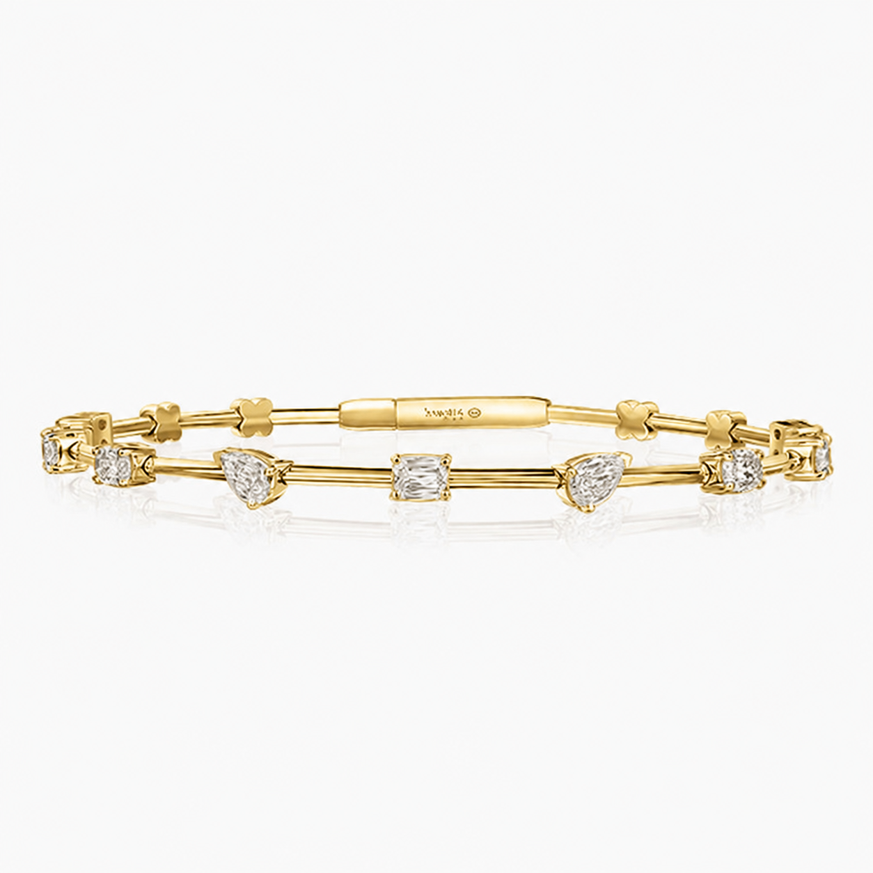 Christopher Designs Bracelet CHECK IMAGE?Christopher Designs 18k White and Yellow Gold Mixed Diamond Cut Flexible Bangle Bracelet