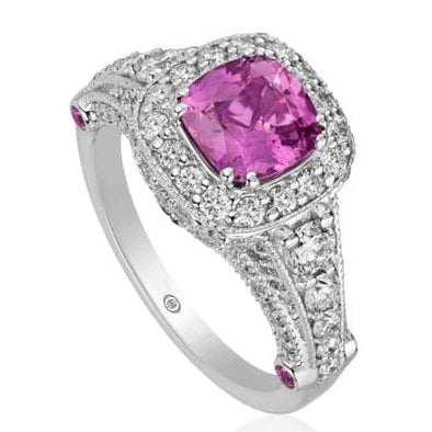 Christopher Designs Ring Christopher Designs 1.16cts Pink Sapphire Ring with Diamond Halo 6.5