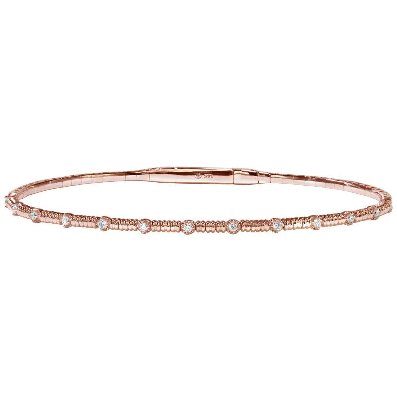 Christopher Designs Bracelet Christopher Designs 14K Rose Gold Flexible Diamond Bangle Bracelet