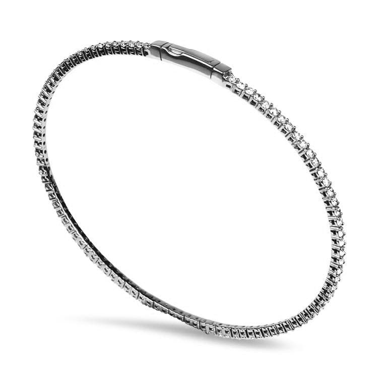 Christopher Designs Bracelet Christopher Designs 14k White Gold Crisscut Diamond Memory Cuff Bracelet