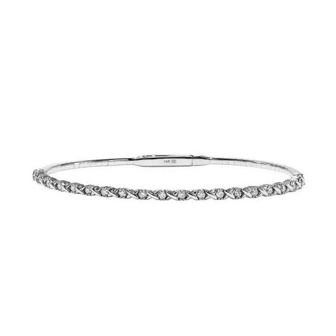 Christopher Designs Bracelet Christopher Designs 14K White Gold Crisscut Diamond "X" Memory Cuff Bracelet