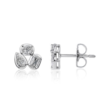 Christopher Designs Earring Christopher Designs 14k White Gold Crisscut L'Amour Diamond Stud Cluster Earrings