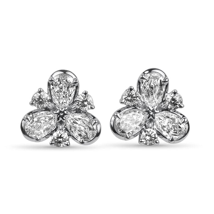 Christopher Designs Earring Christopher Designs 14K White Gold Diamond Flower Earrings