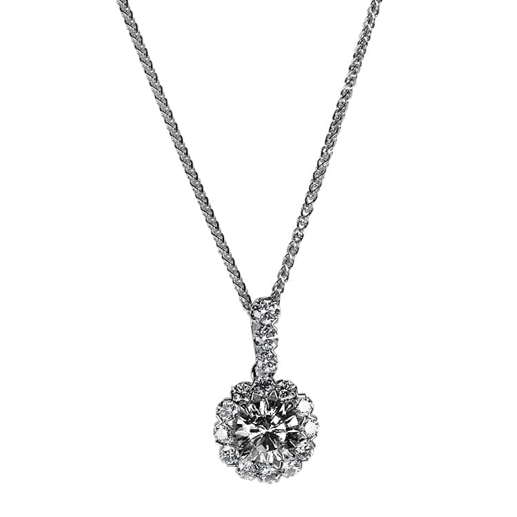 Christopher Designs Necklaces and Pendants Christopher Designs 14k White Gold Halo .66ct Diamond Pendant Necklace