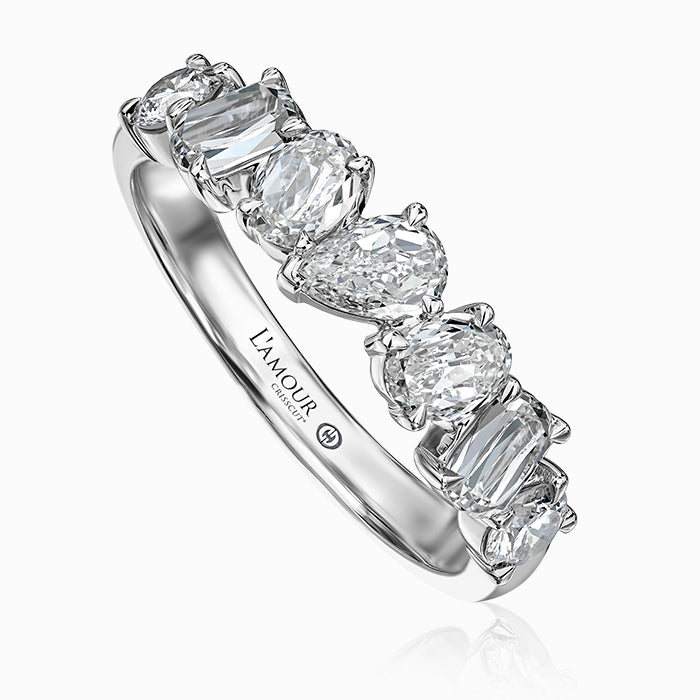 Christopher Designs Christopher Designs 14k White Gold L’Amour Crisscut Mixed Diamond Band