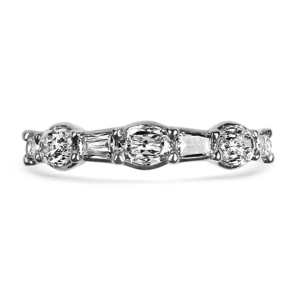 Christopher Designs Ring Christopher Designs 14k White Gold L'Amour Crisscut Oval and Tapered Baguette Diamond Band 6.25