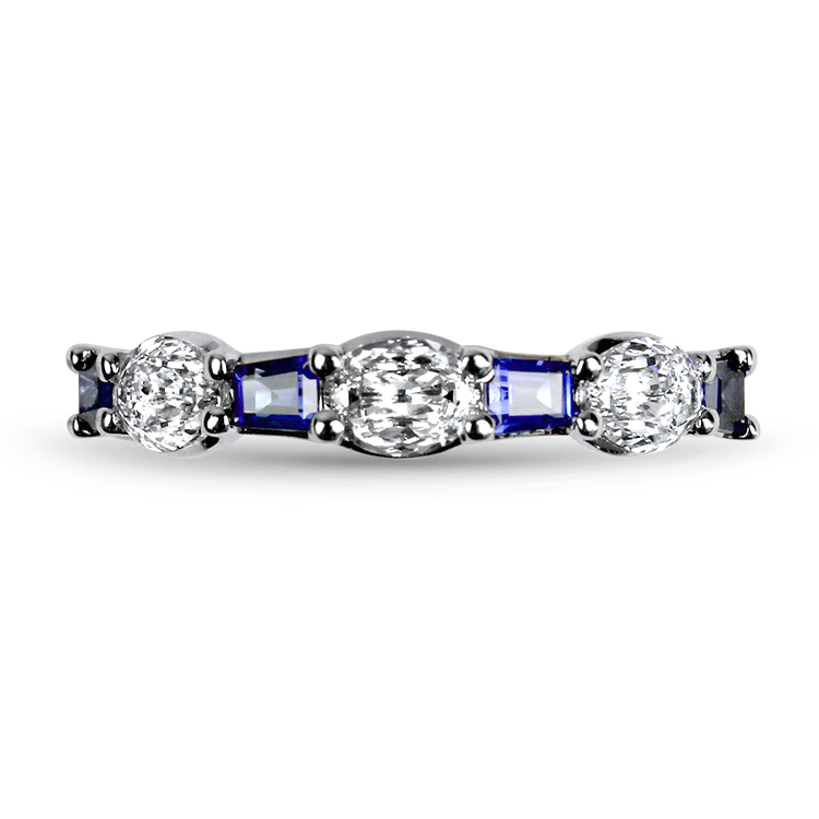 Christopher Designs Ring Christopher Designs 14k White Gold L'Amour Crisscut Oval and Tapered Baguette Sapphire Band 6.25