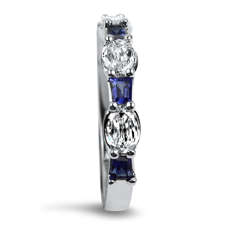 Christopher Designs Ring Christopher Designs 14k White Gold L'Amour Crisscut Oval and Tapered Baguette Sapphire Band 6.25