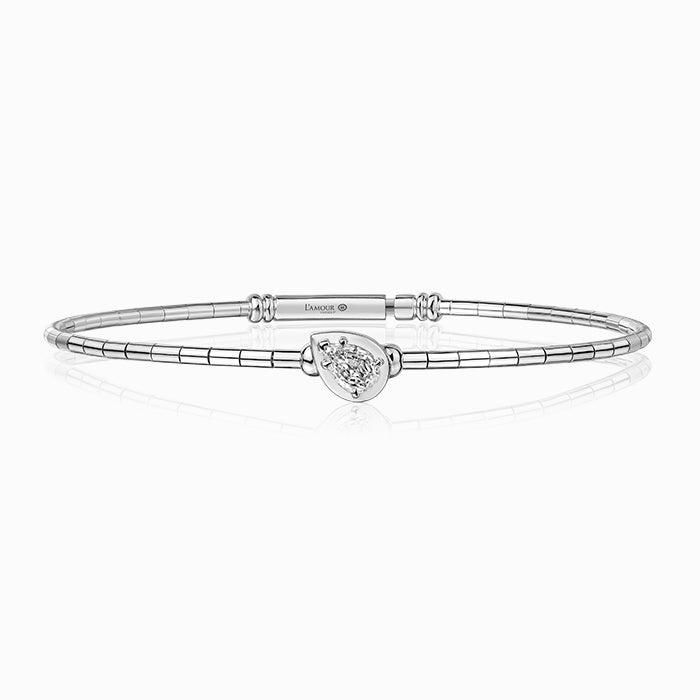Christopher Designs Bracelet Christopher Designs 14k White Gold Pear Shaped Diamond Bangle Bracelet