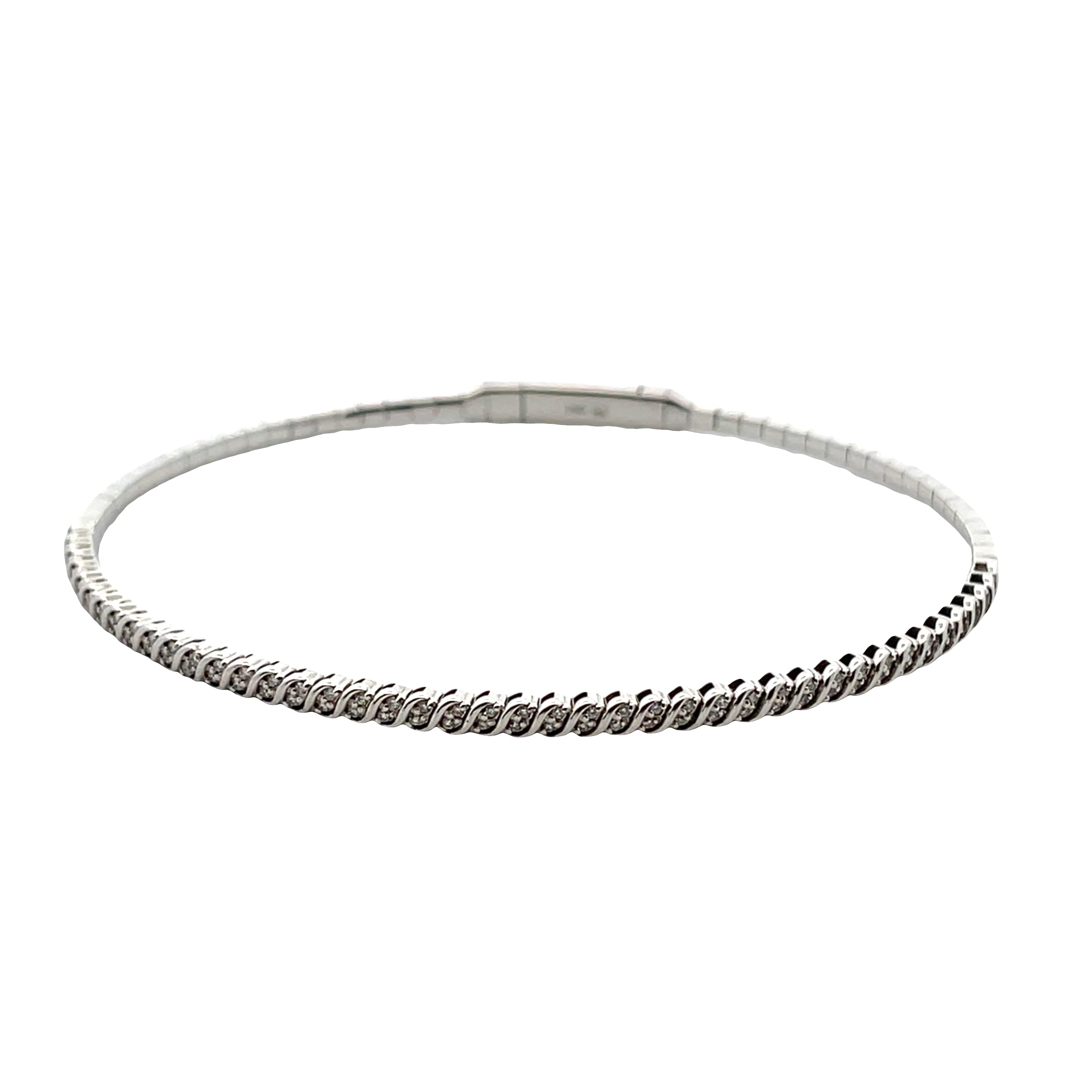 Christopher Designs Bracelet Christopher Designs 14K White Gold Round Diamond Flexible Bangle Bracelet