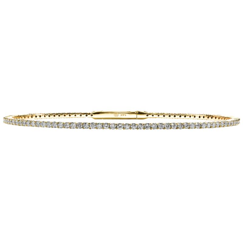 Christopher Designs Bracelet Christopher Designs 14k Yellow Gold Crisscut Diamond Memory Cuff Bracelet