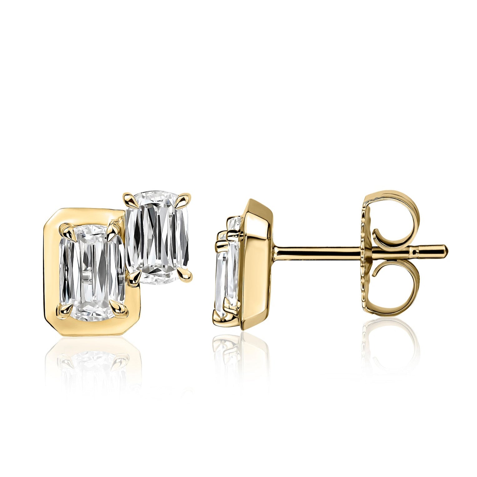 Christopher Designs Earring Christopher Designs 14k Yellow Gold Love Luxe L'Amour Crisscut Diamond Stud Earrings