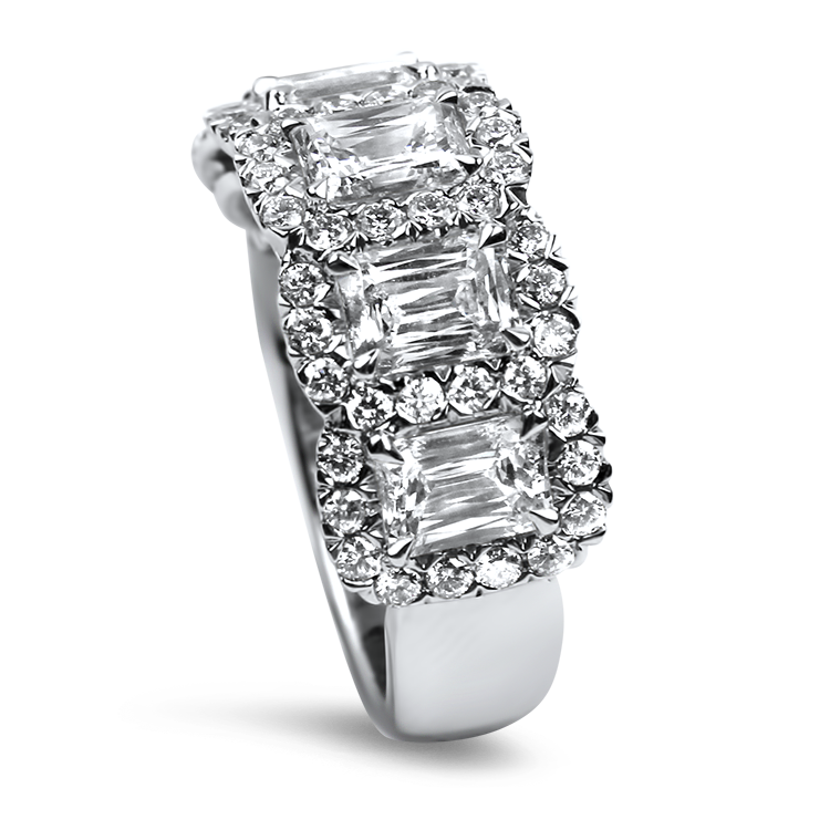 Christopher Designs Ring Copy of Christopher Designs 18k White Gold Emerald Crisscut Five Diamond Halo Anniversary Band 6.5
