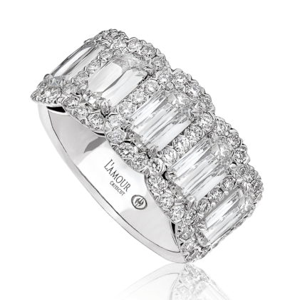 Christopher Designs Ring Christopher Designs 18K White Gold Five L'Amour Crisscut Diamond Band 6.5