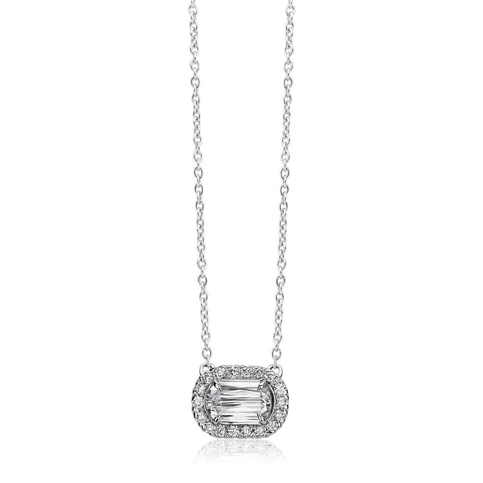 Christopher Designs Necklaces and Pendants Christopher Designs 18K White Gold L'Amour Crisscut 1.00ct Diamond Halo Pendant