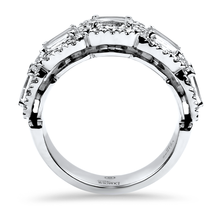 Christopher Designs Ring Christopher Designs 18k White Gold L'Amour Crisscut Five Diamond Halo Anniversary Band 6.5