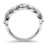 Christopher Designs Ring Christopher Designs 18K White Gold L'Amour Cushion and Oval Crisscut Diamond Anniversary Band 6.5