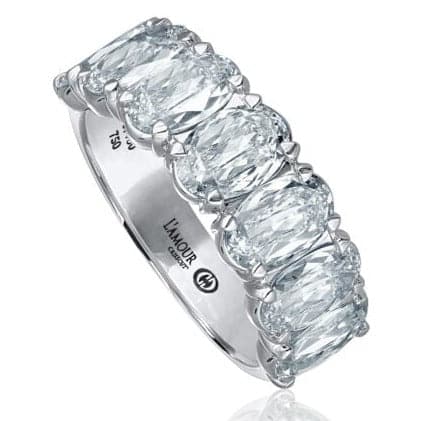 Christopher Designs Ring Christopher Designs 18K White Gold Seven L'Amour Crisscut Oval Diamond Band 6.5