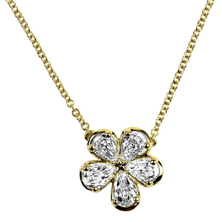 Christopher Designs Necklaces and Pendants Christopher Designs 18k Yellow Gold and Diamond Flower Pendant