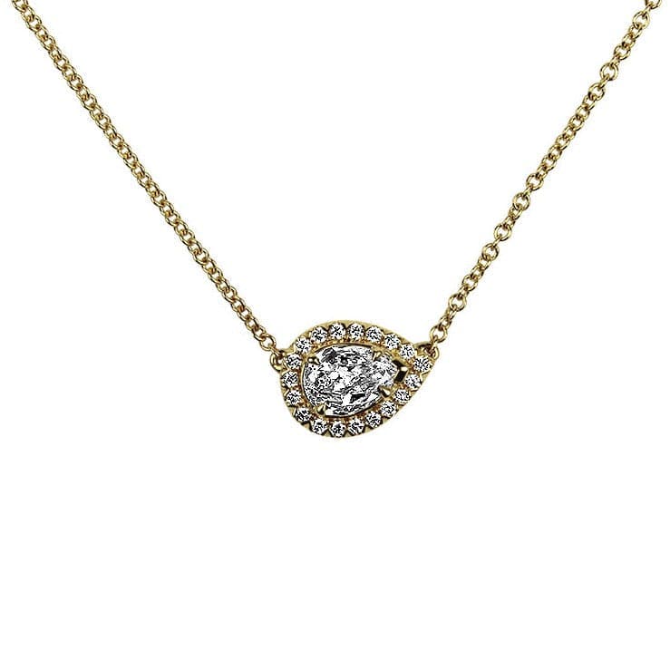Christopher Designs Necklaces and Pendants Christopher Designs 18k Yellow Gold L'Amour .40ct Pear Crisscut Diamond Necklace