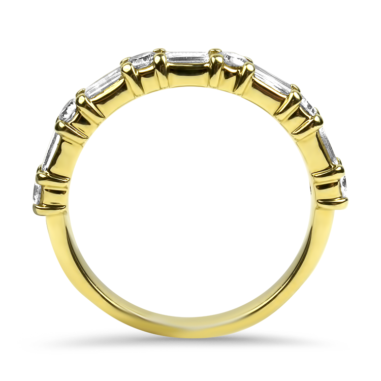Christopher Designs Ring Christopher Designs 18K Yellow Gold L'Amour Crisscut Oval and Baguette Diamond Band 6.5