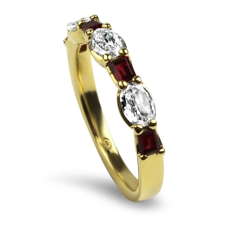 Christopher Designs Ring Christopher Designs 18K Yellow Gold L'Amour Crisscut Oval and Ruby Baguette Diamond Band 6.5