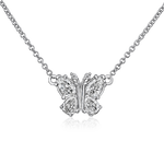 Christopher Designs Christopher Designs L’Amour Crisscut 14k White Gold Diamond Butterfly Necklace