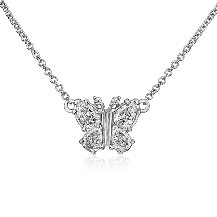 Christopher Designs Christopher Designs L’Amour Crisscut 14k White Gold Diamond Butterfly Necklace