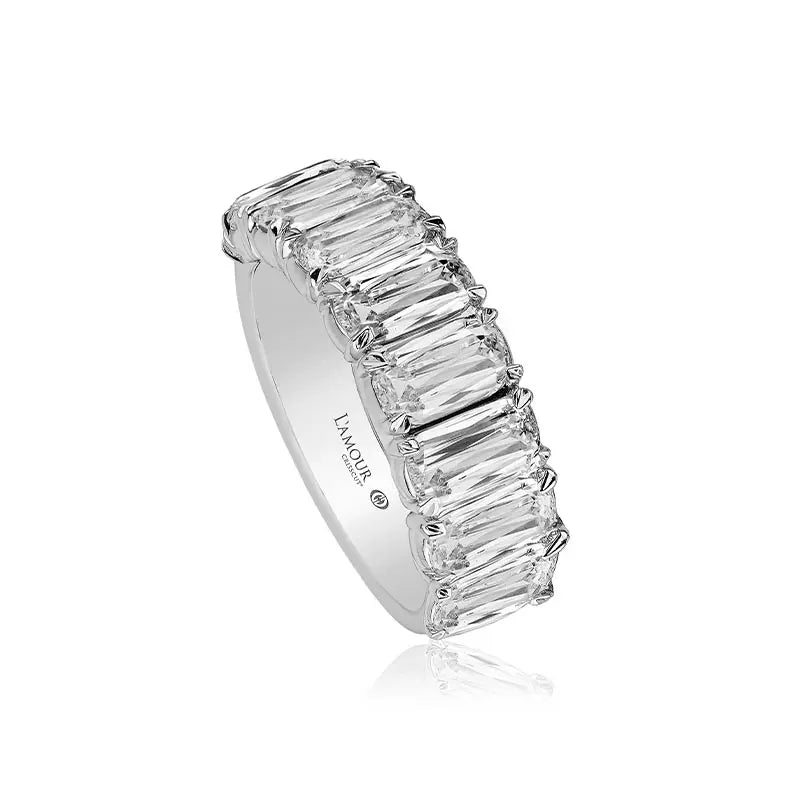 Christopher Designs Christopher Designs L’Amour Crisscut 18K White Gold Oval Diamond Band