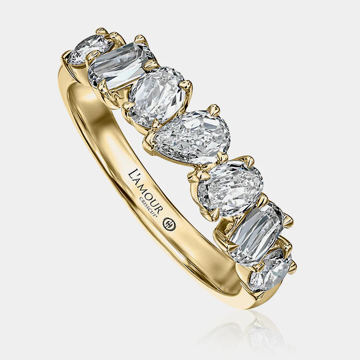 Christopher Designs Christopher Designs L’Amour Crisscut 18K Yellow Gold Alternating Diamond Band