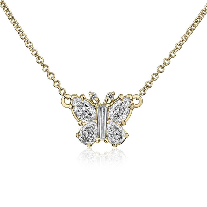 Christopher Designs Necklaces and Pendants Christopher Designs L’Amour Crisscut 18k Yellow Gold Diamond Butterfly Necklace