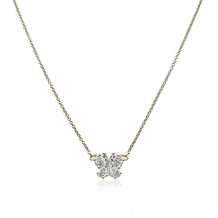 Christopher Designs Necklaces and Pendants Christopher Designs L’Amour Crisscut 18k Yellow Gold Diamond Butterfly Necklace