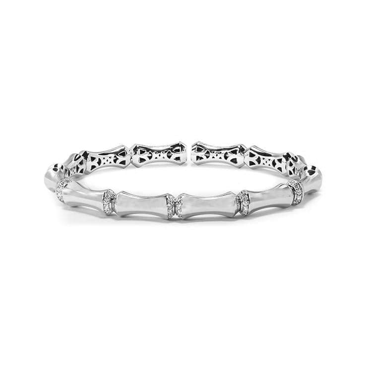 Christopher Designs Bracelet Christopher Designs White Gold Crisscut Diamond Memory Cuff Bracelet