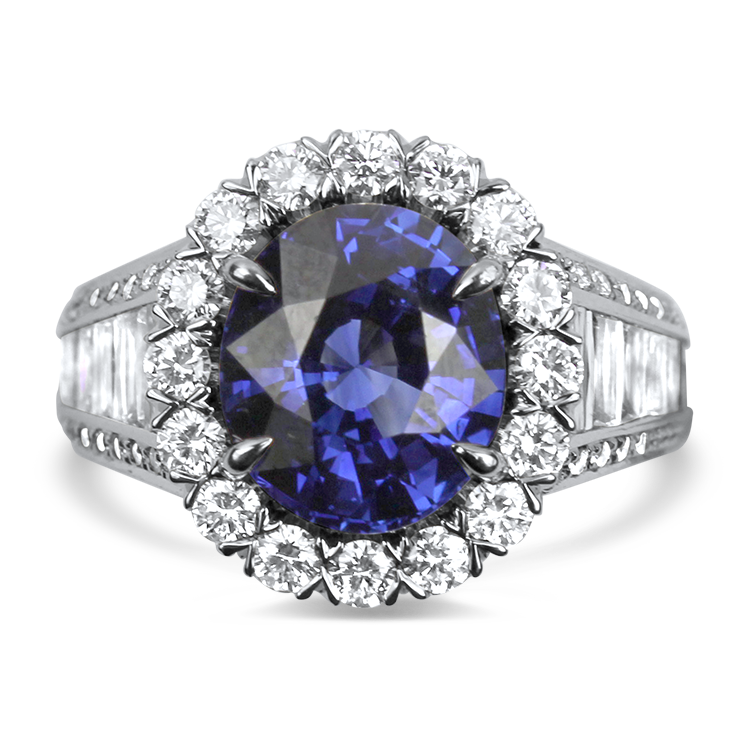 Christopher Designs Ring Copy of Christopher Designs 18K White Gold 7.46cts Cushion Sapphire and Diamond Halo Ring 6.5