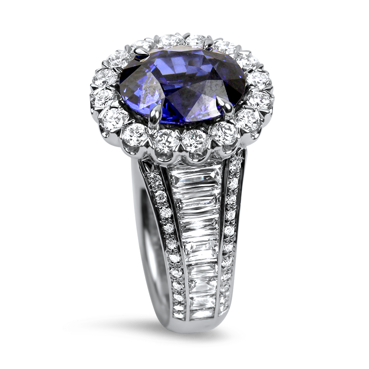 Christopher Designs Ring Copy of Christopher Designs 18K White Gold 7.46cts Cushion Sapphire and Diamond Halo Ring 6.5