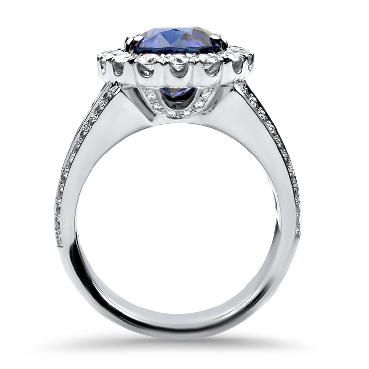 Christopher Designs Ring Copy of Christopher Designs 18K White Gold 7.46cts Cushion Sapphire and Diamond Halo Ring 6.5