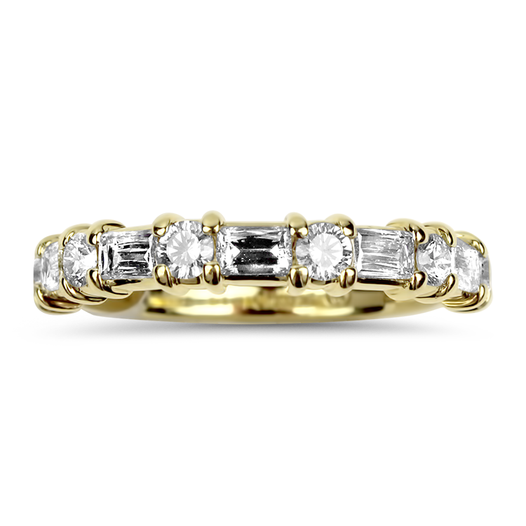 Christopher Designs Ring Copy of Christopher Designs 18K Yellow Gold L'Amour Crisscut Oval and Baguette Diamond Band 6.5