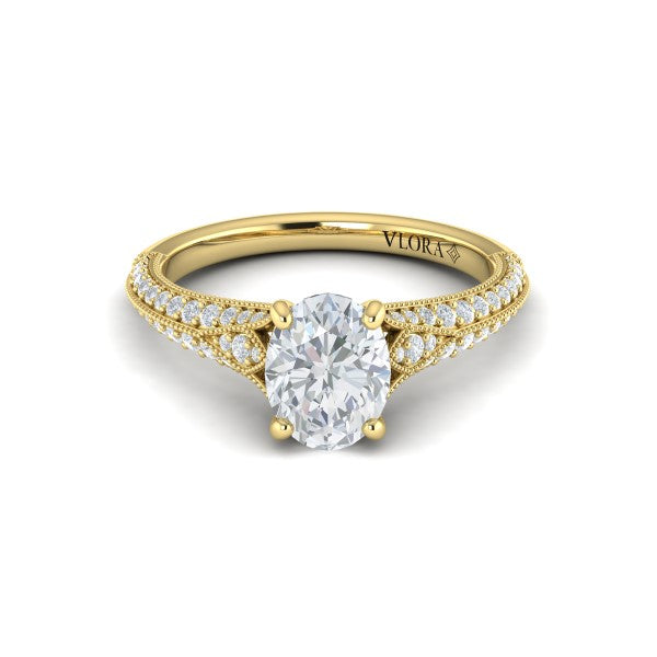 Springer's Forever Engagement Ring Springer's Forever by Vlora 18K Yellow Gold Vintage Splendor Oval Split Shank Engagement Ring Setting