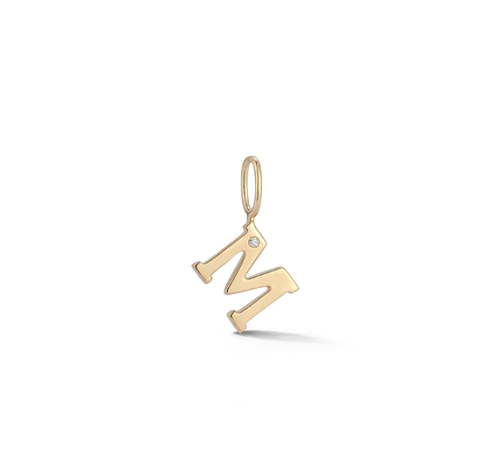 Dana Rebecca Designs Necklaces and Pendants Copy of Dana Rebecca Diamond "M" Charm - Yellow Gold