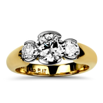 Danhov Engagement Ring Estate Platinum and 14K Yellow Gold Jabel Three-Stone Ring 6.5
