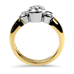 Danhov Engagement Ring Estate Platinum and 14K Yellow Gold Jabel Three-Stone Ring 6.5