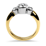 Danhov Engagement Ring Estate Platinum and 14K Yellow Gold Jabel Three-Stone Ring 6.5