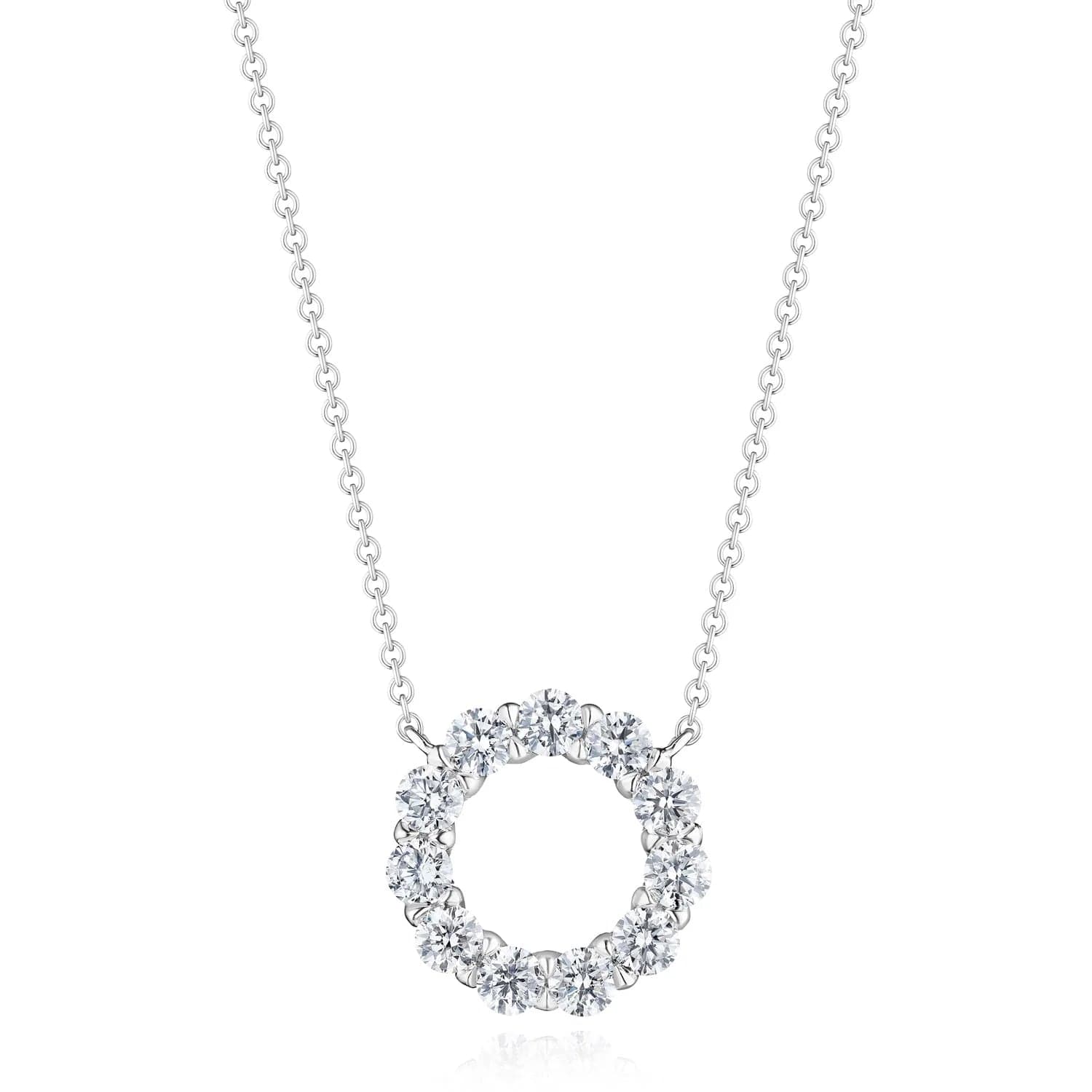 David Weisz Necklaces and Pendants David Weisz 18k White Gold Diamond Circle Pendant Necklace 1.45