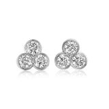 David Weisz Earring David Weisz 18k White Gold Triple Martini Diamond Bezel Trio Studs