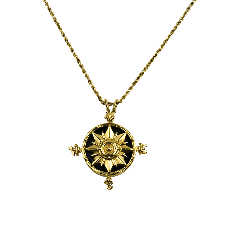 Estate AGA Correa Necklaces and Pendants Estate 14k Yellow Gold A.G.A. Correa "Compass Rose" Pendant Necklace