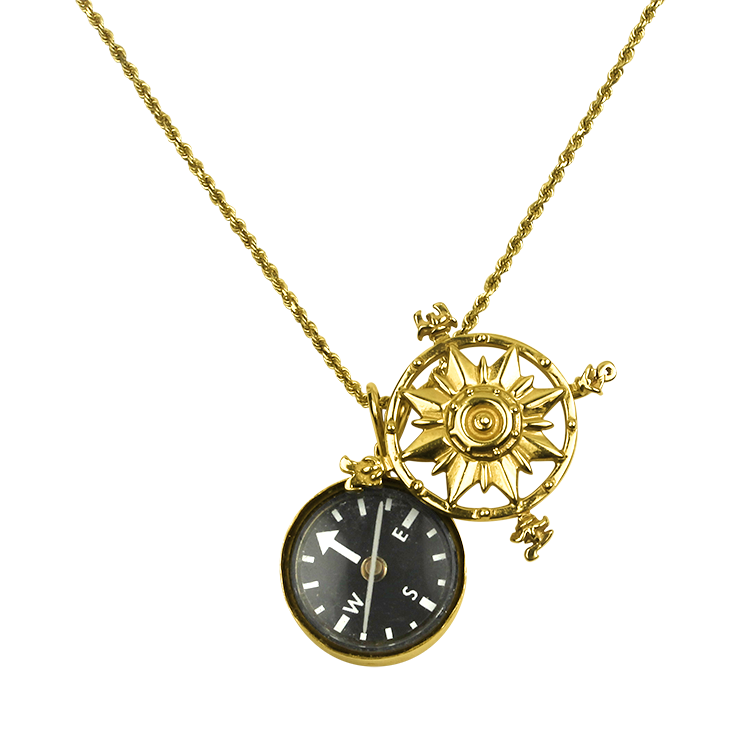 Estate AGA Correa Necklaces and Pendants Estate 14k Yellow Gold A.G.A. Correa "Compass Rose" Pendant Necklace