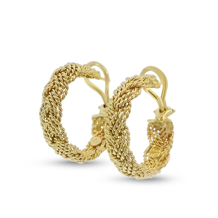 Estate AGA Correa Earrings Estate A.G.A. Correa 14k Yellow Gold Turk's Head 3-Strand Hoop Earrings
