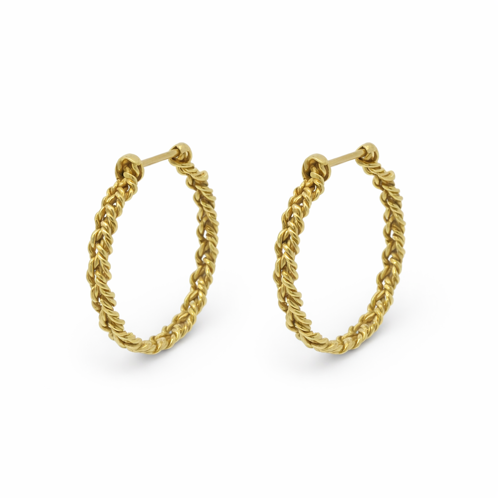 Estate AGA Correa Earrings Estate A.G.A. Correa 18K Yellow Gold Turk’s Head Hoop Earrings