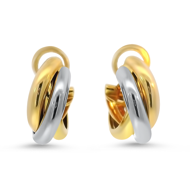 Estate Cartier Earring Cartier Estate 18K Tri-Color Gold Trinity Hoop Earrings